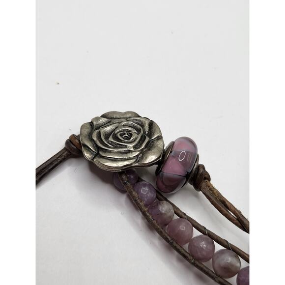 Boho Leather Beaded Necklace Pandora S925 Charm Wrap Style 19 Inch - Picture 5 of 13